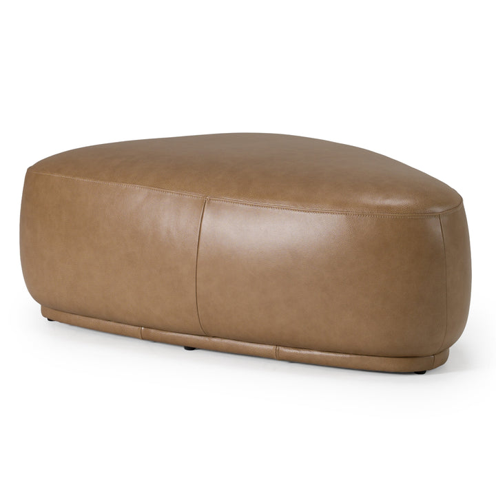 Kinsey  Modern Tan Leather Large River Rock Ottoman