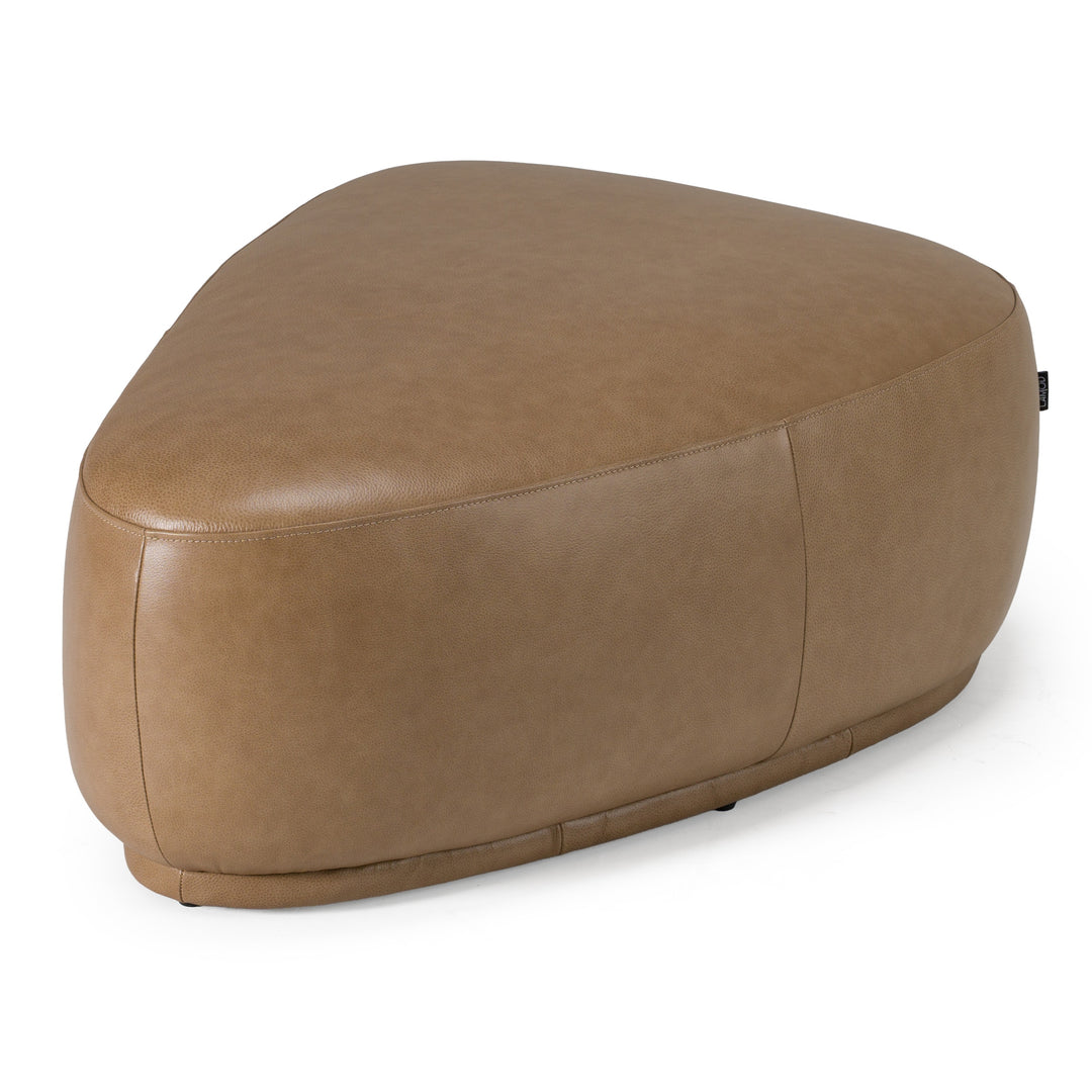 Kinsey  Modern Tan Leather Large River Rock Ottoman