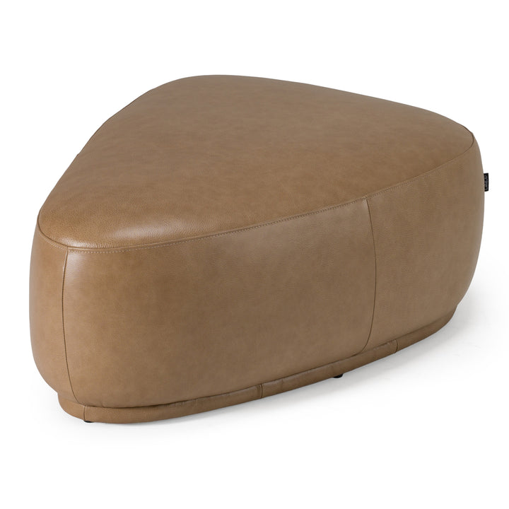 Kinsey  Modern Tan Leather Large River Rock Ottoman