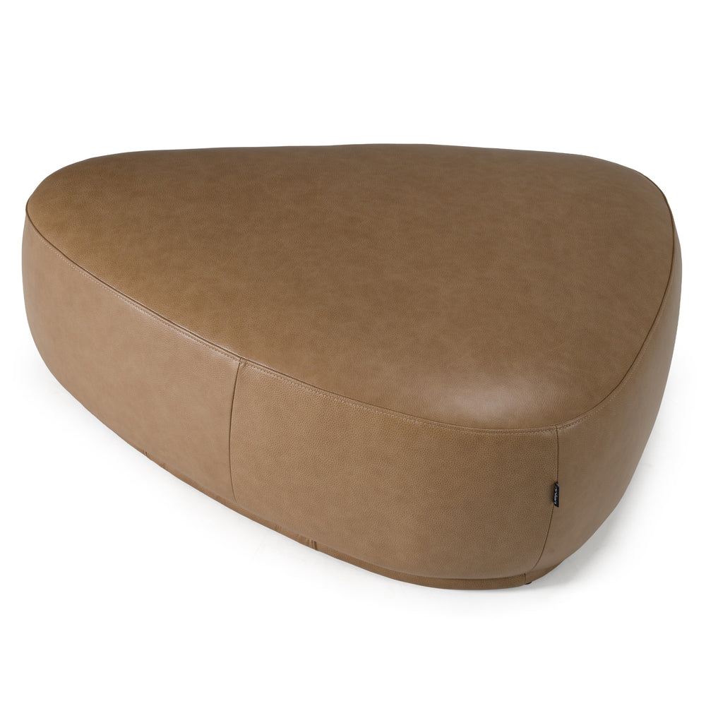 Kinsey - Modern Tan Leather Large River Rock Ottoman - View 3