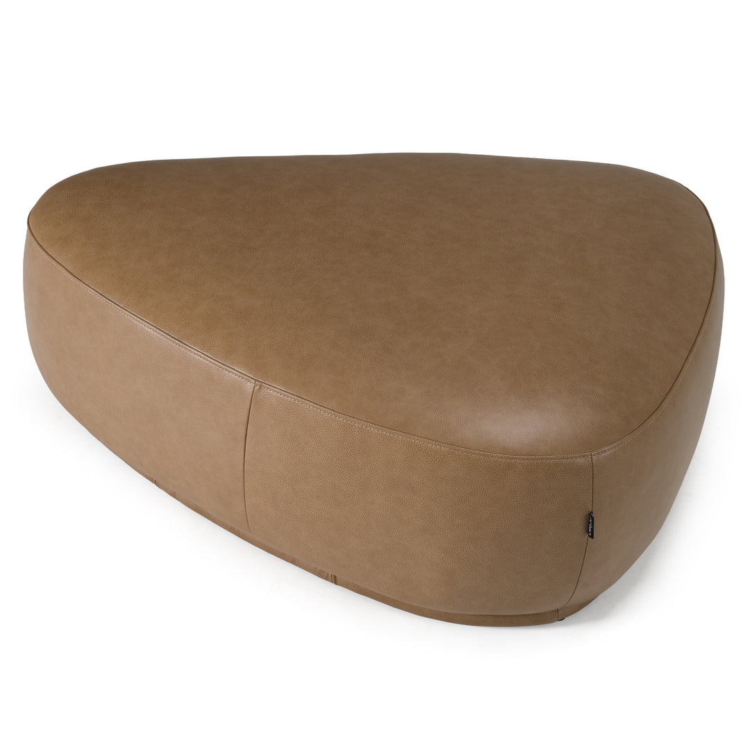 Kinsey  Modern Tan Leather Large River Rock Ottoman