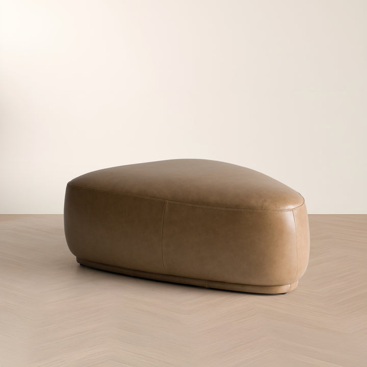 Kinsey - Modern Tan Leather Large River Rock Ottoman