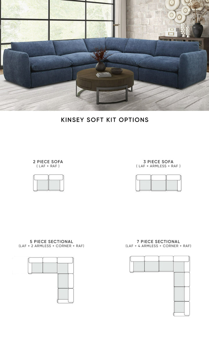 Kinsey - Modern Blue Fabric Modular Sectional Sofa