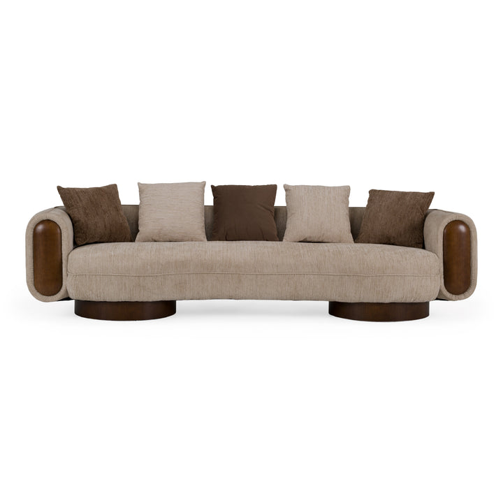 Kiran - Modern Beige + Brown Fabric Sofa