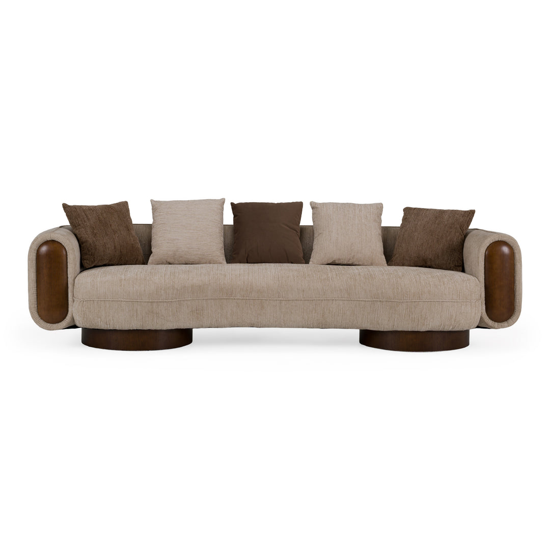 Kiran - Modern Beige + Brown Fabric Sofa
