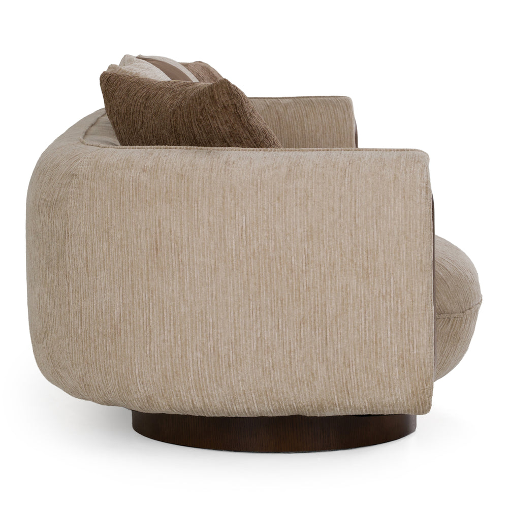 Kiran - Modern Beige + Brown Fabric Sofa - View 3