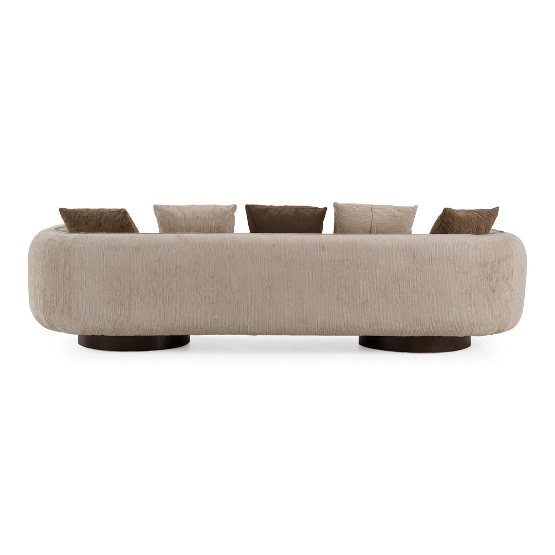Kiran - Modern Beige + Brown Fabric Sofa
