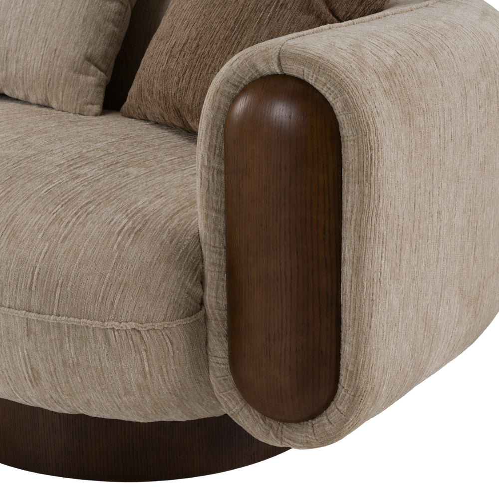 Kiran - Modern Beige + Brown Fabric Sofa - View 6