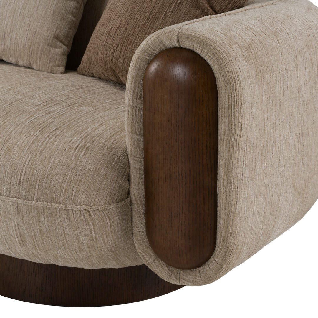 Kiran - Modern Beige + Brown Fabric Sofa