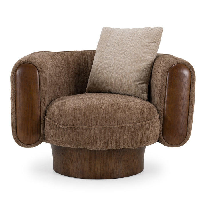 Kiran - Modern Brown + Beige Swivel Accent Chair