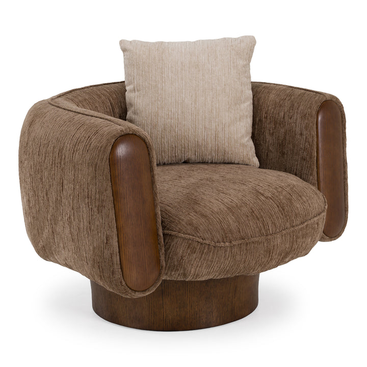 Kiran - Modern Brown + Beige Swivel Accent Chair