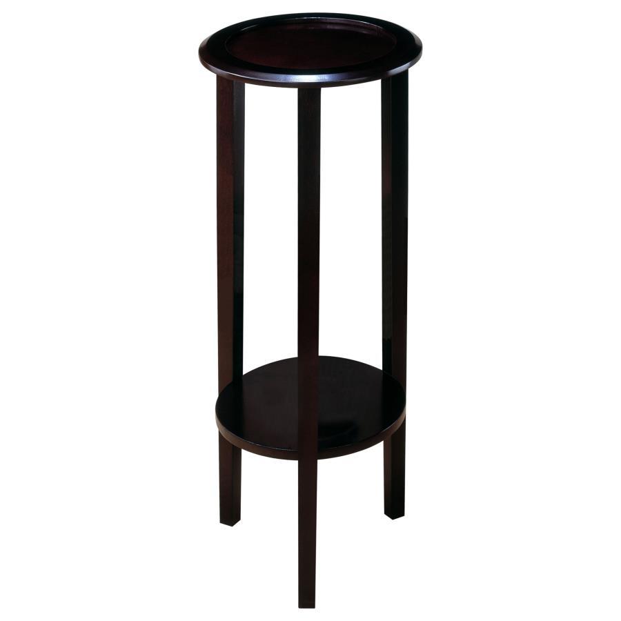 Kirk - 1 - Shelf Round Wood Plant Stand Side Table - Espresso Side Table modern furniture Contempo Furniture