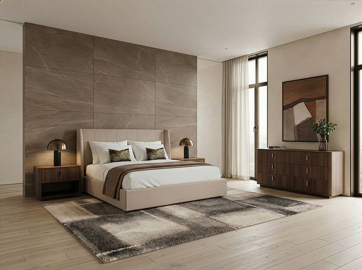 Kiro - Modern Tan Fabric Bed