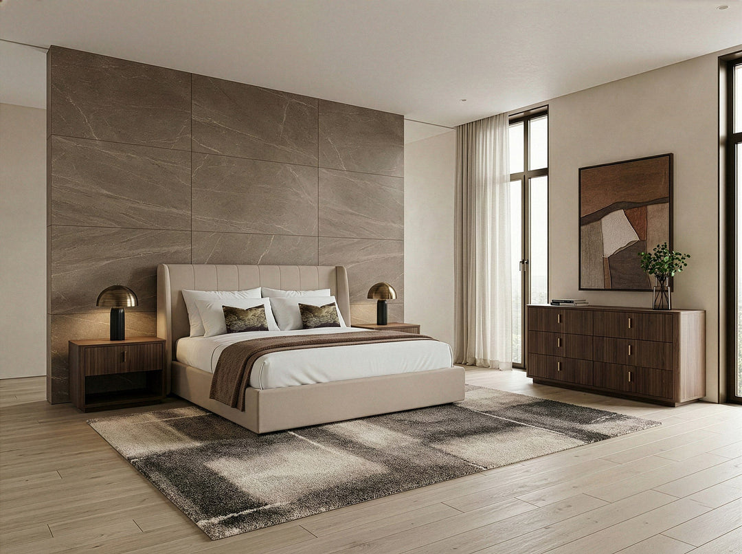 Kiro - Modern Tan Fabric Bed