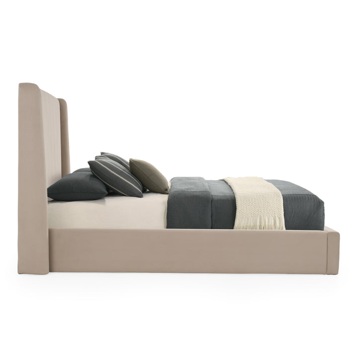 Kiro - Modern Tan Fabric Bed - View 3