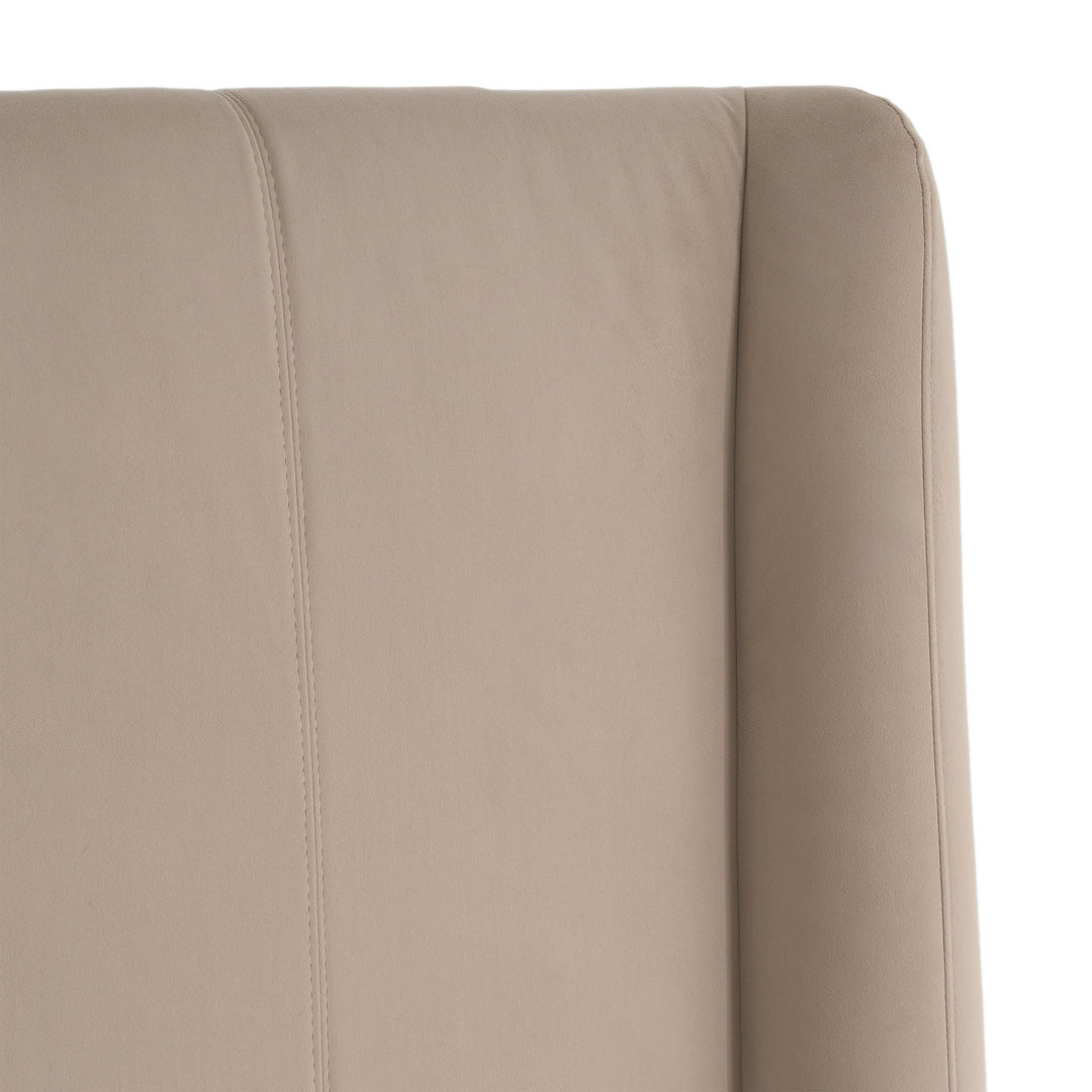 Kiro + Roma - Modern Tan Fabric + Walnut 4-Piece Bedroom Set