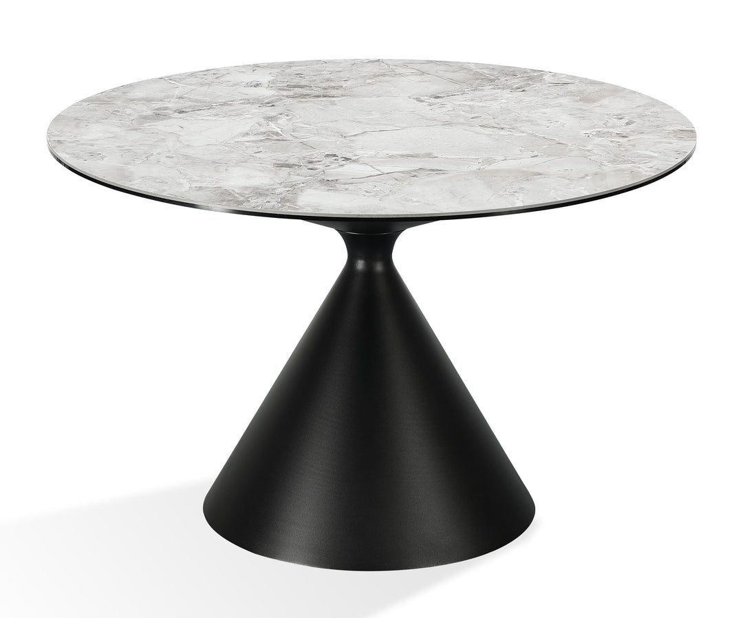 Winston Stone Top Metal Base Round Dining Table in Grigio