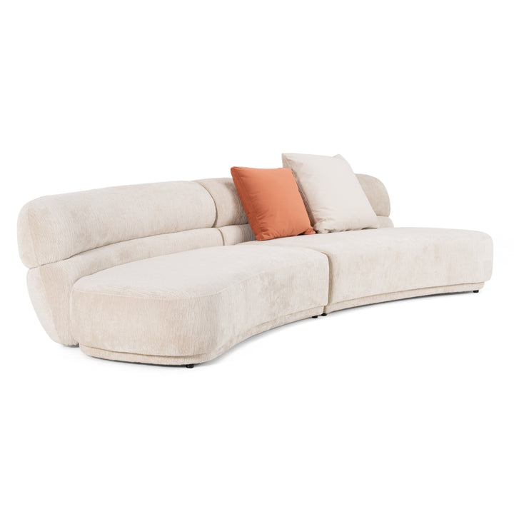 Knight - Modern Beige Fabric Curved Sectional Sofa