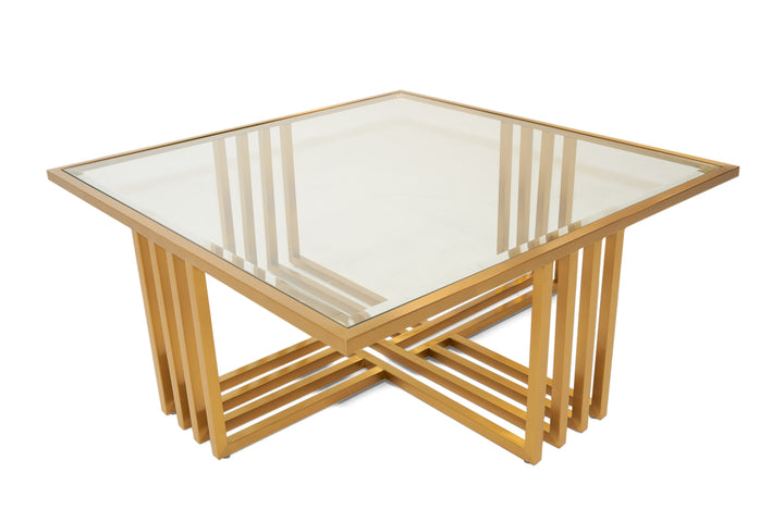 Kodiak  Glam Clear Glass and Gold Glass Coffee Table