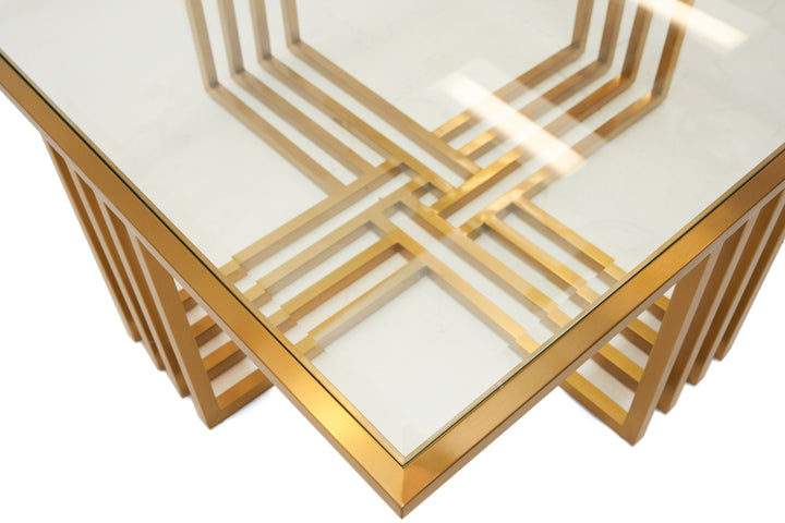 Kodiak  Glam Clear Glass and Gold Glass Coffee Table