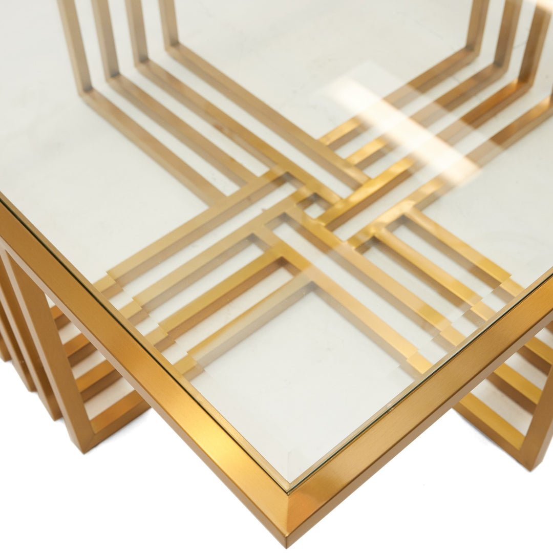 Kodiak - Glam Clear Glass and Gold Glass Coffee Table