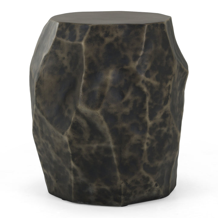Koussi - Modern Black + Bronze Concrete End Table