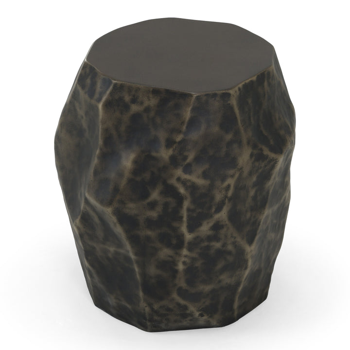 Koussi - Modern Black + Bronze Concrete End Table