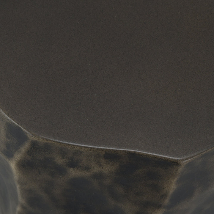 Koussi - Modern Black + Bronze Concrete End Table
