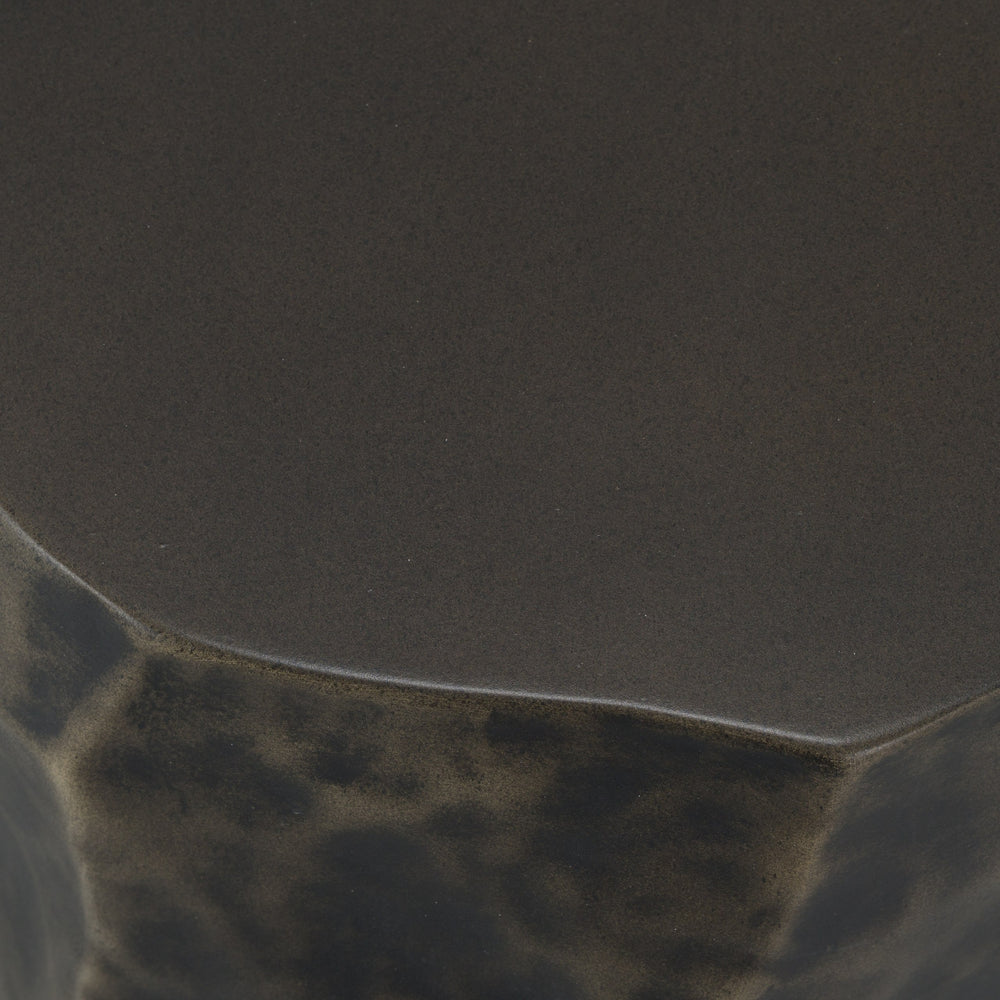 Koussi - Modern Black + Bronze Concrete End Table