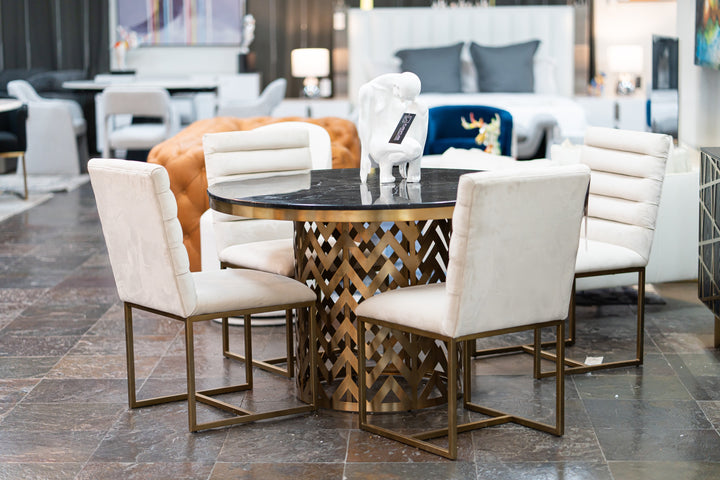 Kowal  Glam Black Marble Dining Table