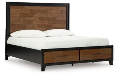 Kraeburn King Panel Storage Bed - Dark Brown Storage Bed modern furniture Contempo Furniture