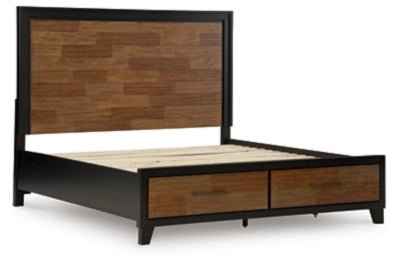 Kraeburn King Panel Storage Bed - Dark Brown Storage Bed modern furniture Contempo Furniture