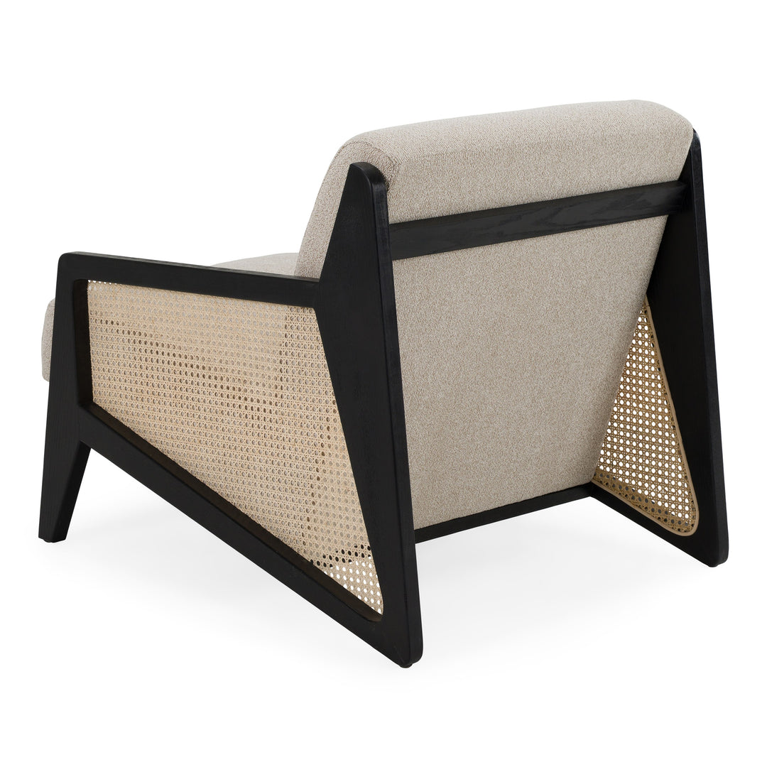 Kratz - Modern Beige Fabric + Rattan + Black Walnut Accent Chair