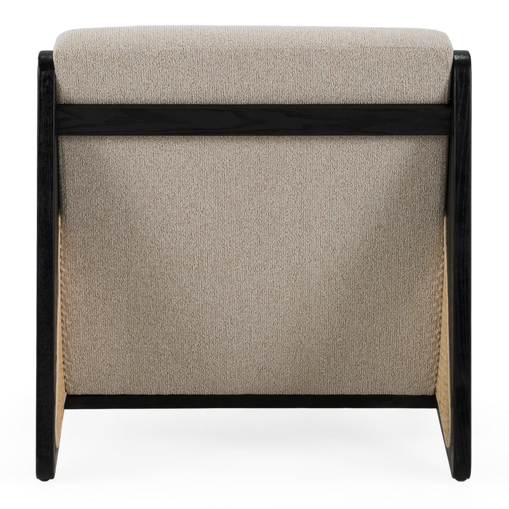 Kratz - Modern Beige Fabric + Rattan + Black Walnut Accent Chair