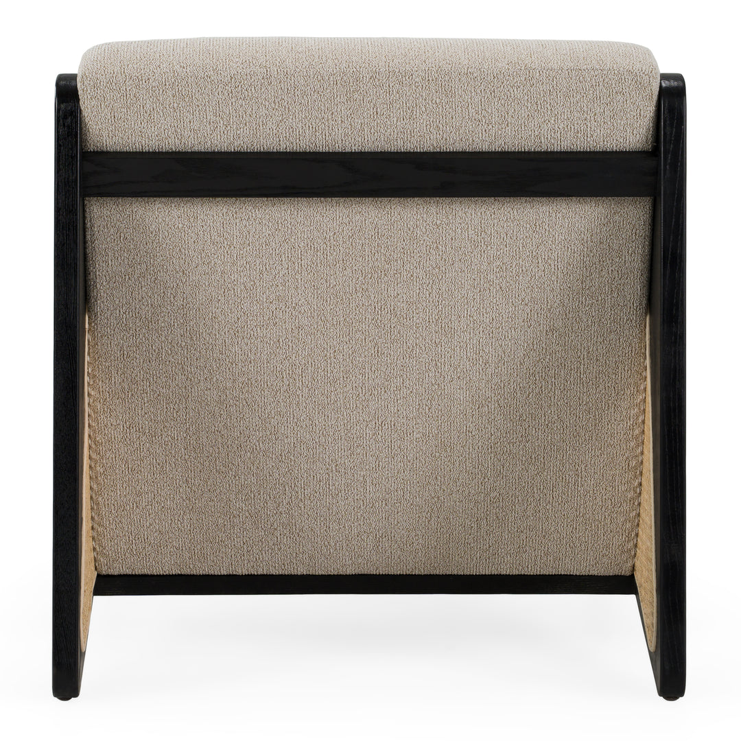 Kratz - Modern Beige Fabric + Rattan + Black Walnut Accent Chair