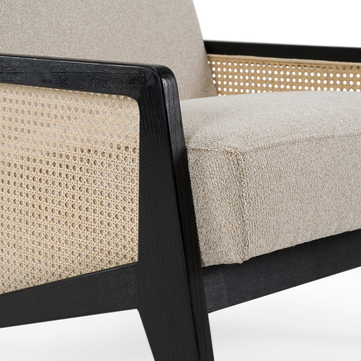 Kratz - Modern Beige Fabric + Rattan + Black Walnut Accent Chair