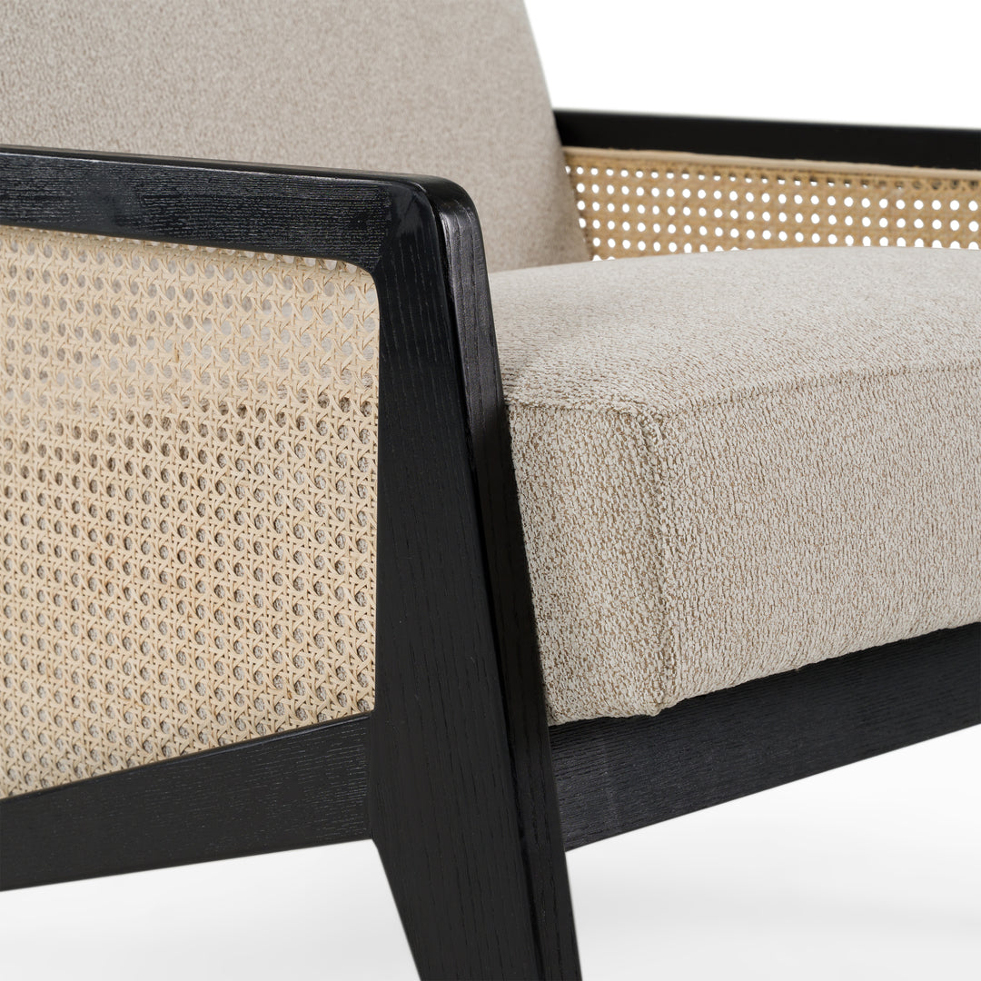 Kratz - Modern Beige Fabric + Rattan + Black Walnut Accent Chair
