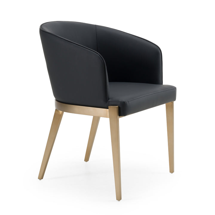 Kravitz - Modern Dark Grey Vegan Leather + Antique Brass Dining Chair