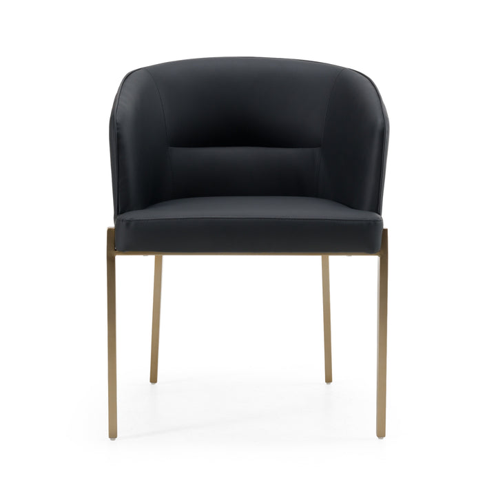 Kravitz - Modern Dark Grey Vegan Leather + Antique Brass Dining Chair