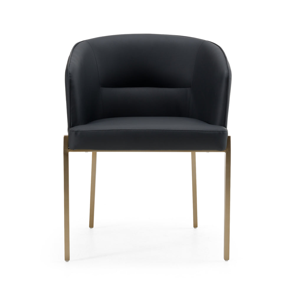 Kravitz - Modern Dark Grey Vegan Leather + Antique Brass Dining Chair - View 2