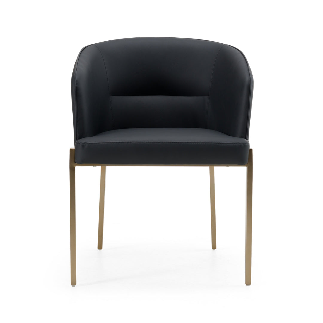 Kravitz - Modern Dark Grey Vegan Leather + Antique Brass Dining Chair