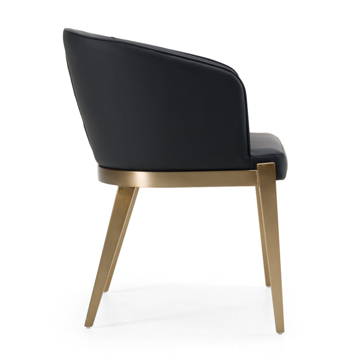 Kravitz - Modern Dark Grey Vegan Leather + Antique Brass Dining Chair