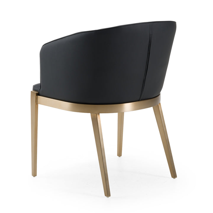 Kravitz - Modern Dark Grey Vegan Leather + Antique Brass Dining Chair