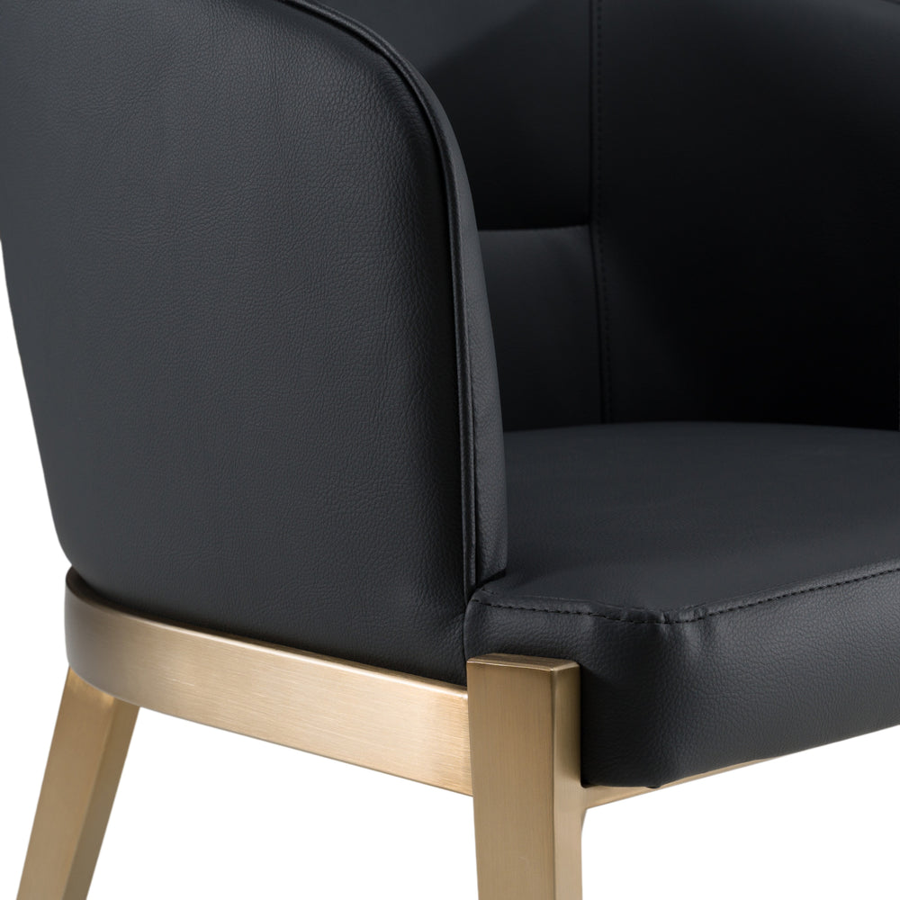 Kravitz - Modern Dark Grey Vegan Leather + Antique Brass Dining Chair - View 4
