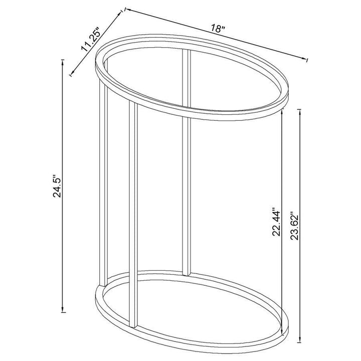 Kyle - Oval Glass Top C - Shaped Sofa Side Table - Chrome Sofa Table modern furniture Contempo Furniture