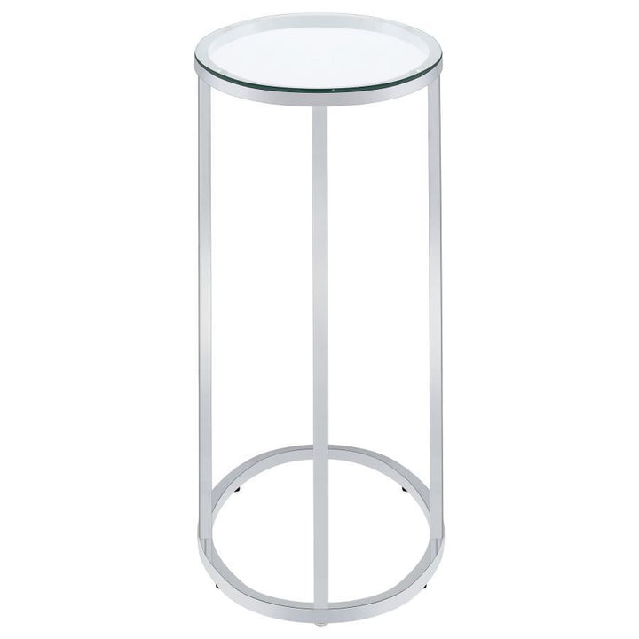 Kyle - Oval Glass Top C - Shaped Sofa Side Table - Chrome Sofa Table modern furniture Contempo Furniture