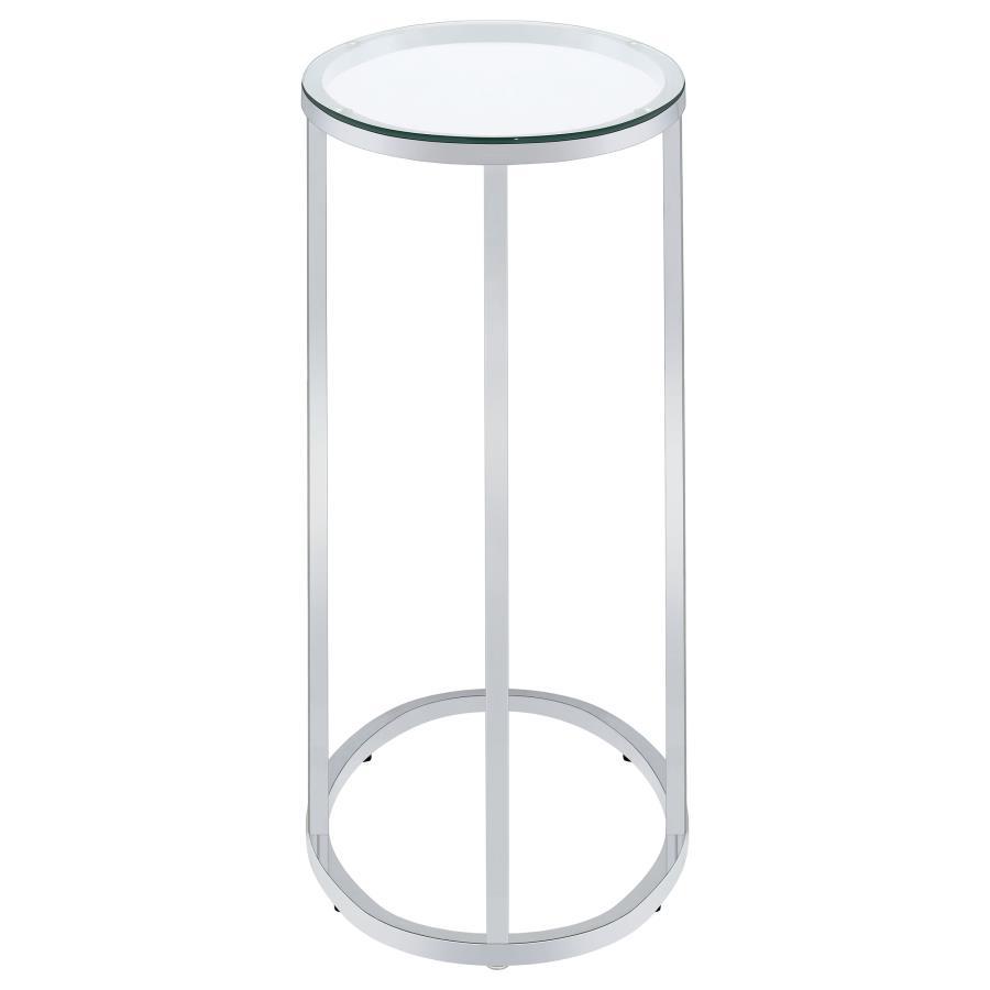 Kyle - Oval Glass Top C - Shaped Sofa Side Table - Chrome Sofa Table modern furniture Contempo Furniture