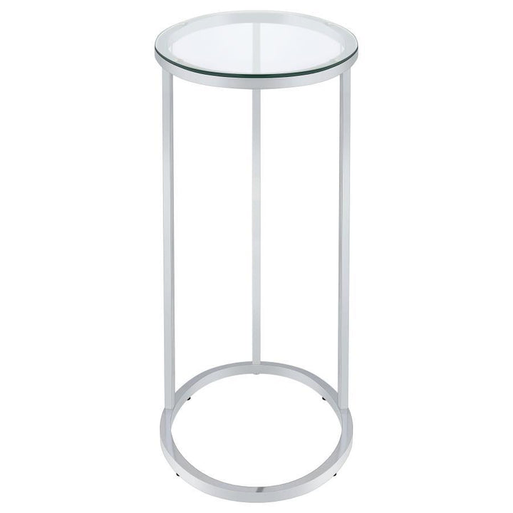 Kyle - Oval Glass Top C - Shaped Sofa Side Table - Chrome Sofa Table modern furniture Contempo Furniture