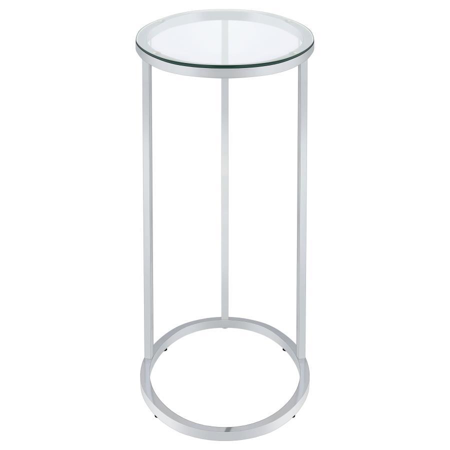 Kyle - Oval Glass Top C - Shaped Sofa Side Table - Chrome Sofa Table modern furniture Contempo Furniture