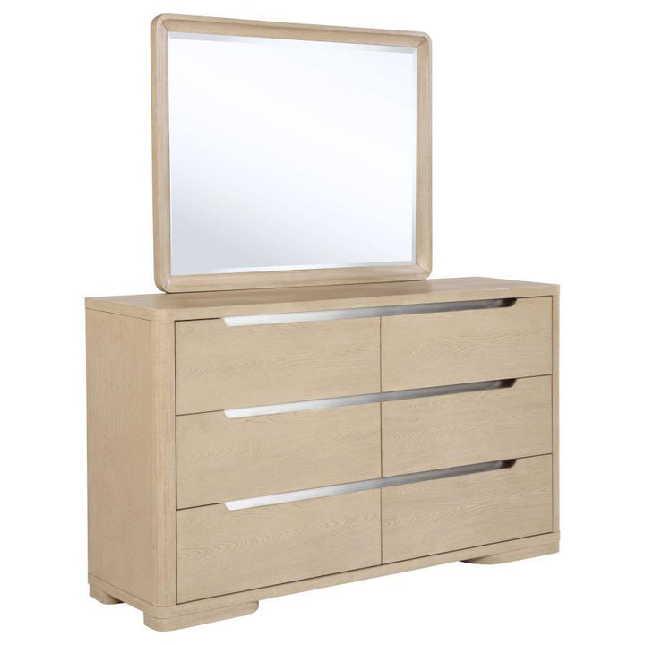 Ladera - 6 - Drawer Bedroom Dresser And Mirror - Light Elm Dresser &amp; Mirror modern furniture Contempo Furniture